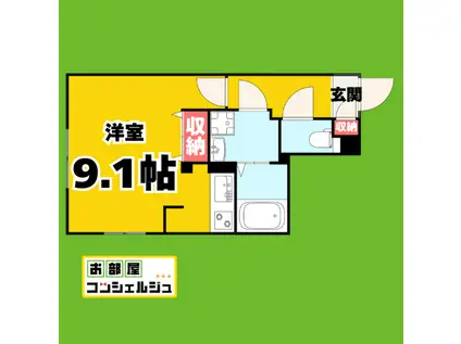 LUORE浄心(ワンルーム/1階)の間取り写真