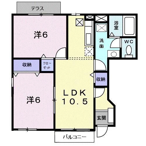 セラサス・ヴィラA(2LDK/1階)の間取り写真