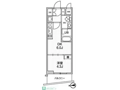 ALTERNA中野(1DK/5階)の間取り写真