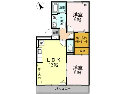 リビングタウン新潟 C(2LDK/2階)の間取り写真