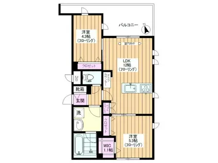 OPUS・1(2LDK/4階)の間取り写真