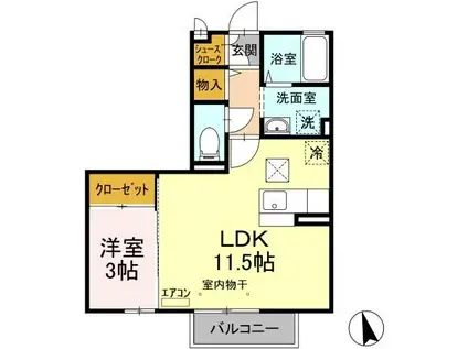プレアデス見川E(1LDK/1階)の間取り写真