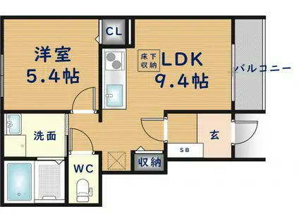 メゾンN(1LDK/1階)の間取り写真