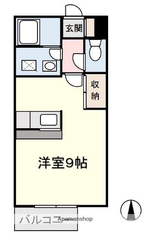 ビューポイントF(ワンルーム/1階)の間取り写真