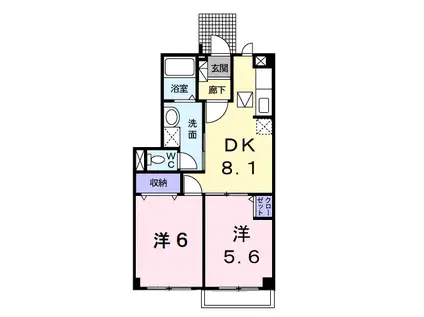 ア・ラ・モードB(2DK/1階)の間取り写真