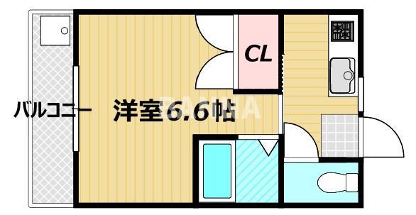 パークプレイス平井I(1K/4階)の間取り写真