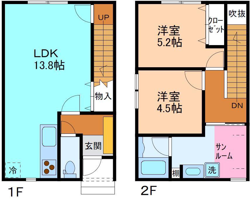 本郷町APARTMENT A棟(2LDK/1階)の間取り写真