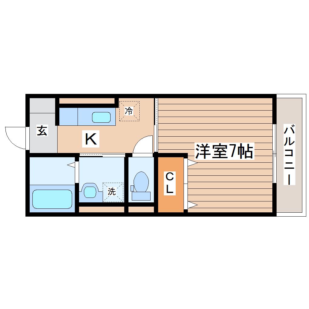 フラットちとせ(1K/2階)の間取り写真