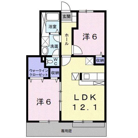 ロマネコンティIII(2LDK/1階)の間取り写真
