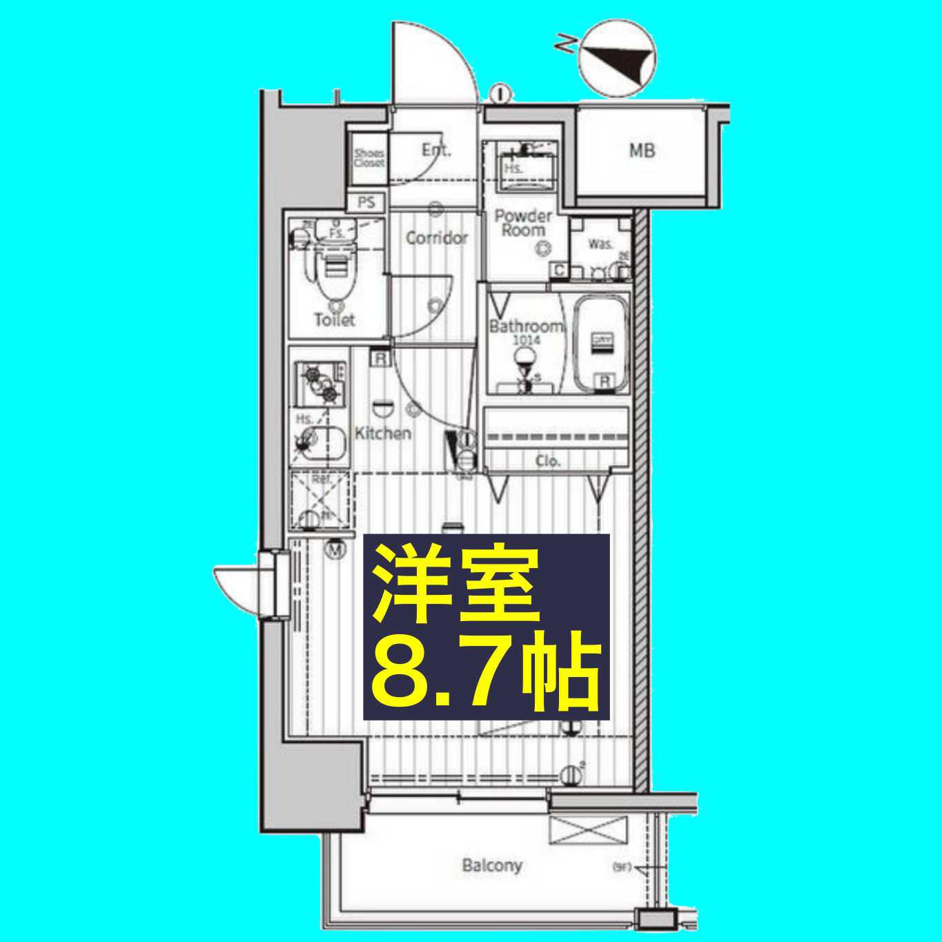 プログレッソ八田(1K/9階)の間取り写真