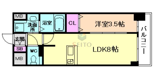 スワンズシティ新大阪ヴィーヴォ(1LDK/11階)の間取り写真