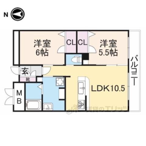 ジョナサン(2LDK/4階)の間取り写真