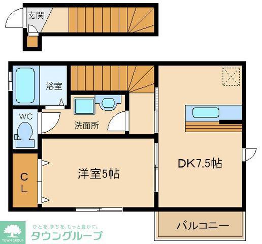 DEARCOURTS(1DK/2階)の間取り写真