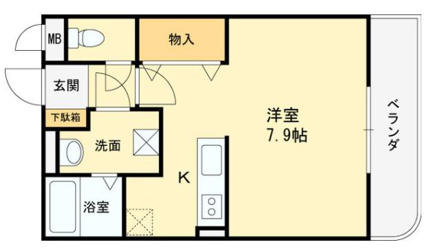 ソレイユ(ワンルーム/2階)の間取り写真