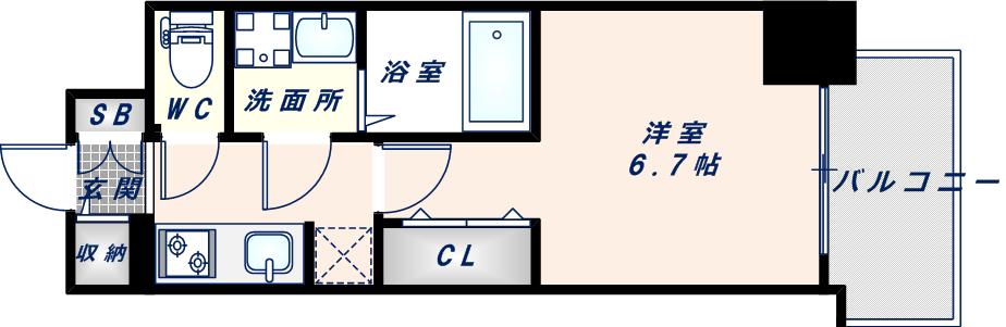 ファーストフィオーレ大阪城イースト(1K/6階)の間取り写真