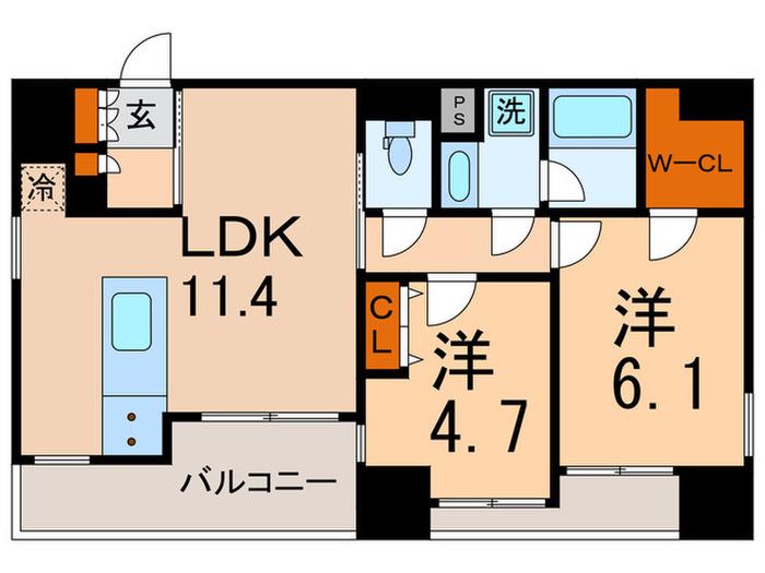 アブレスト動坂(2LDK/2階)の間取り写真