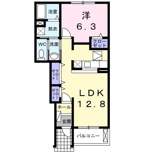 フラン・デスパシオB(1LDK/1階)の間取り写真