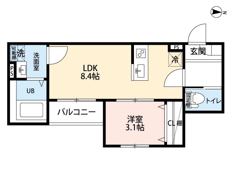 CRASTINE東味鋺3丁目II(1LDK/3階)の間取り写真