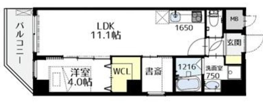 E-C EST BIEN灘(1LDK/2階)の間取り写真