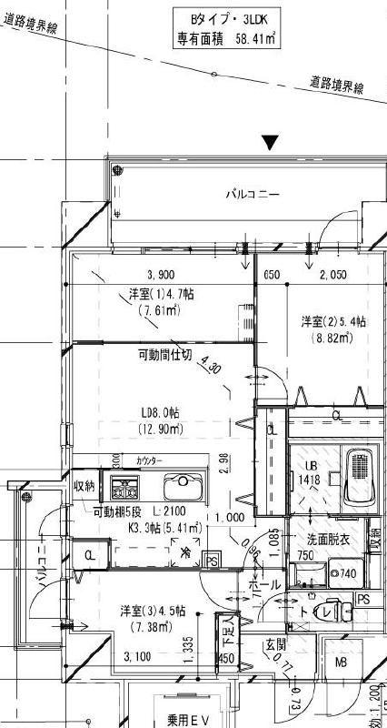 MODERN PALAZZO住吉(3LDK/8階)の間取り写真