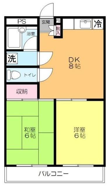 カサブランカI(2DK/2階)の間取り写真