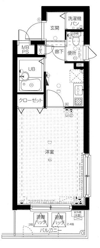 メインステージ池袋本町III(1K/3階)の間取り写真