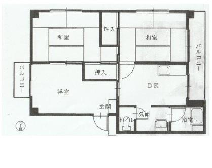 日比野コーポ(3DK/3階)の間取り写真