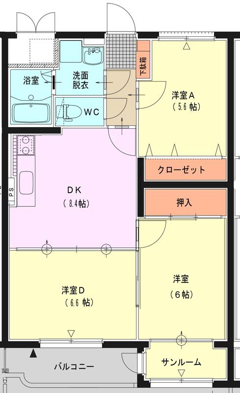 グリーンエンジェル(3DK/3階)の間取り写真