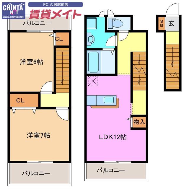 マオリッツB棟(2LDK/2階)の間取り写真