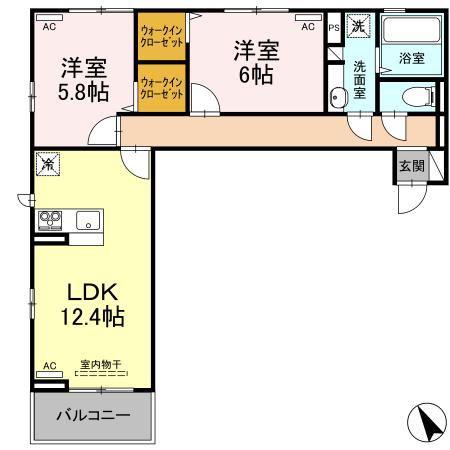 ミルキー住吉(2LDK/2階)の間取り写真