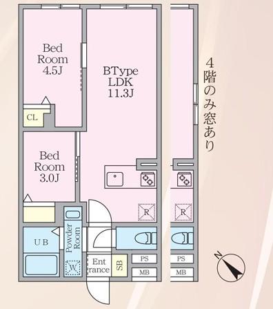 エルファーロ早稲田(2LDK/4階)の間取り写真