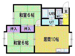 ピアコート平岡A(2LDK/1階)の間取り写真