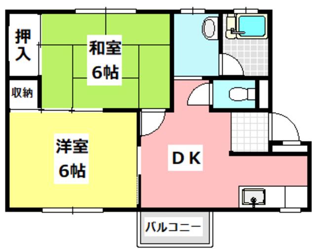 三島ハイツ(2DK/1階)の間取り写真