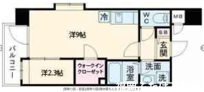 レブリアント千代(1LDK/8階)の間取り写真