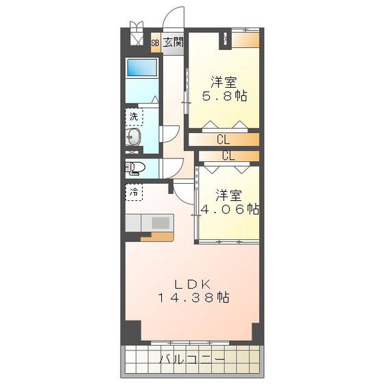 S-FORT四日市 ARCAM(2LDK/7階)の間取り写真