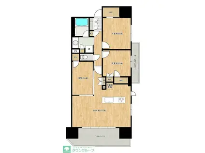 レーベン川口元郷STA.FRONT(3LDK/3階)の間取り写真