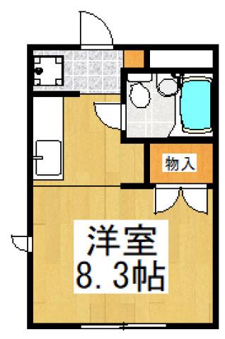 ツインズ・S(ワンルーム/1階)の間取り写真