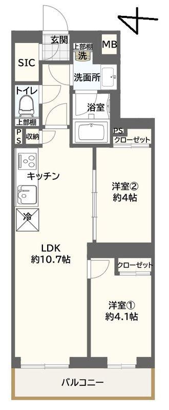 MIND梅島(2LDK/3階)の間取り写真