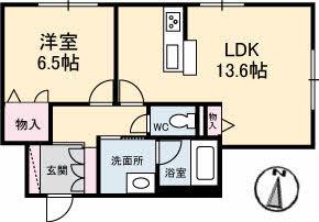 ベレオ北矢三(1LDK/1階)の間取り写真