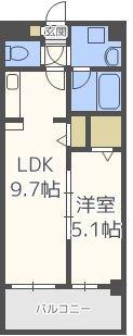 アジリア大濠ウエスト(1LDK/1階)の間取り写真