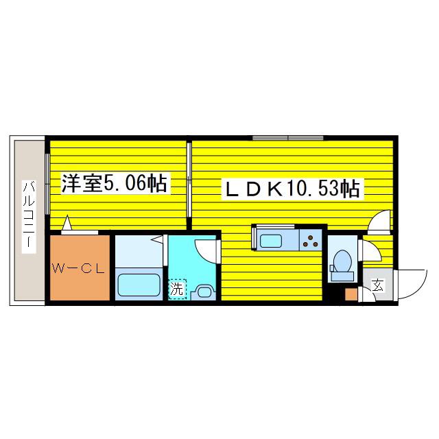 CHEVAL北10条(1LDK/2階)の間取り写真