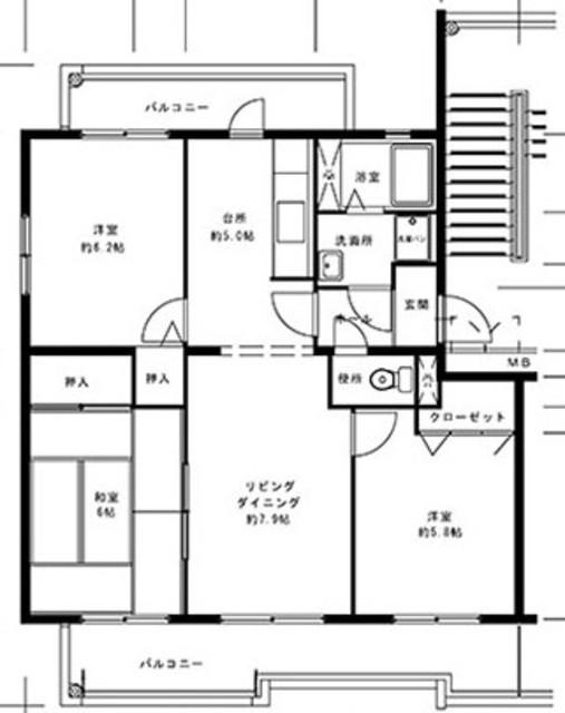井吹東シティコート(3LDK/2階)の間取り写真