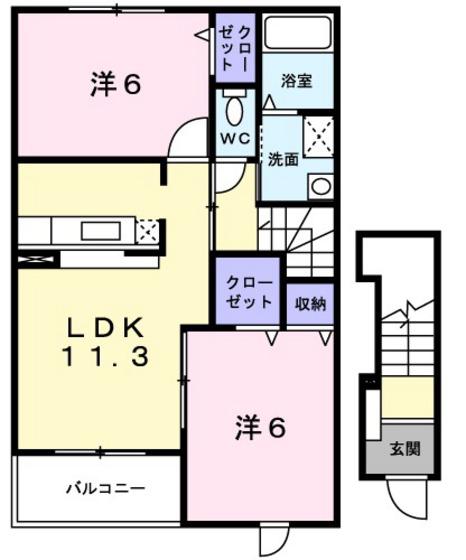 スリズイエ(2LDK/2階)の間取り写真