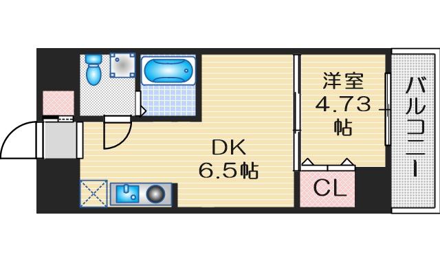 サンレムート江坂1ST(1DK/6階)の間取り写真