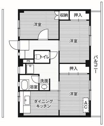 ビレッジハウス公郷2号棟(3DK/1階)の間取り写真