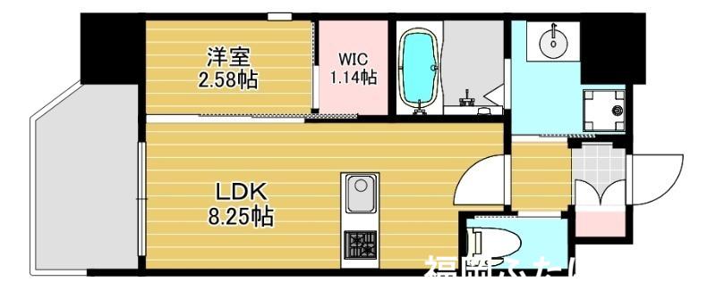 リファレンス竹下駅前(1LDK/8階)の間取り写真