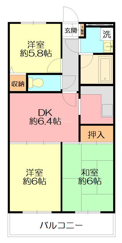 フジレジデンス(3DK/3階)の間取り写真