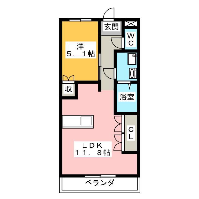 ビアンベルデ利平治(1LDK/2階)の間取り写真