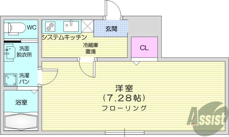 メゾン・ド・アミティ(1K/2階)の間取り写真
