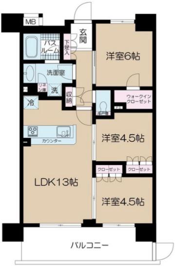 パレステージ本川越(3LDK/1階)の間取り写真